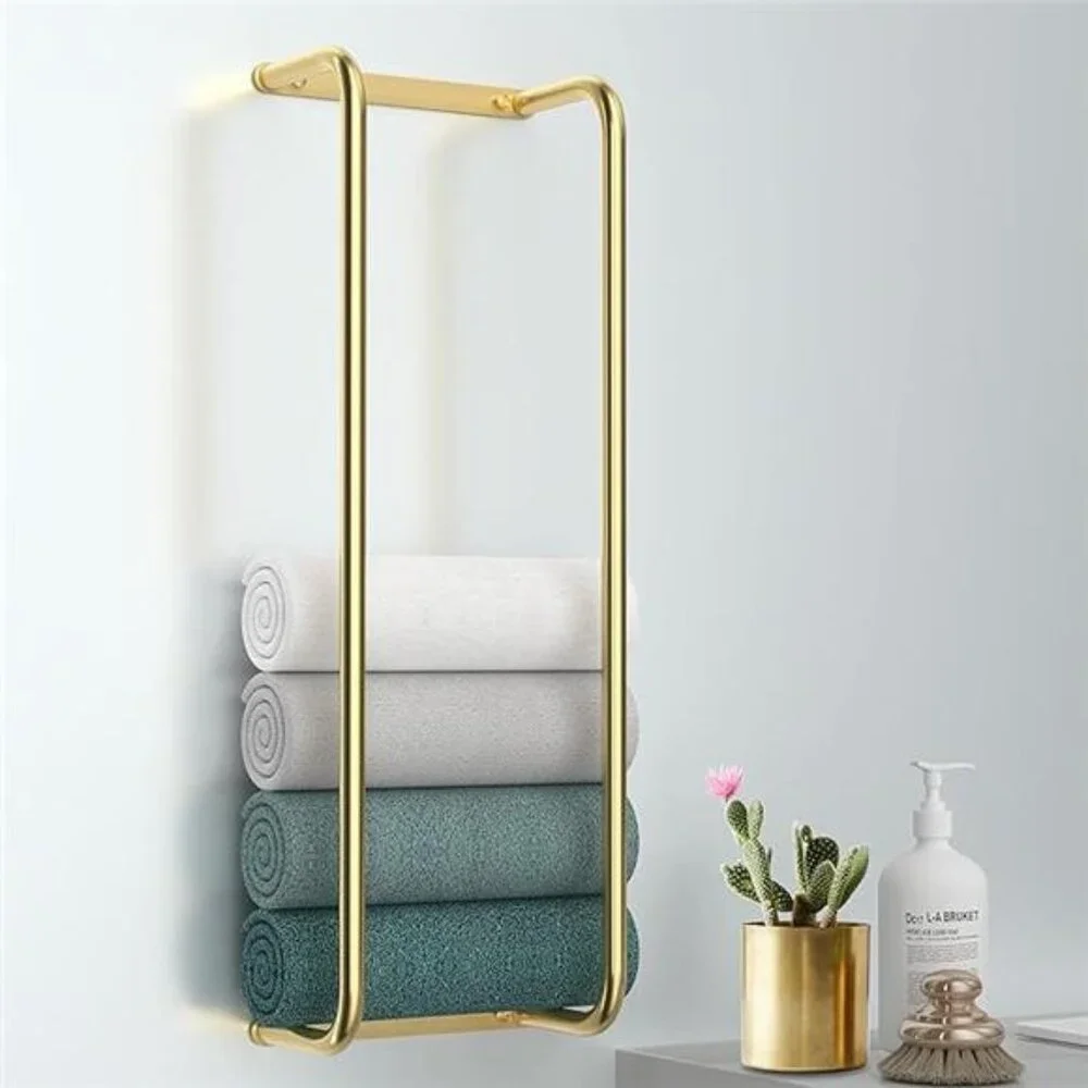 Towel Rack for Bathroom Wall Mounted, Bathroom Towel Storage - Brushed Gold